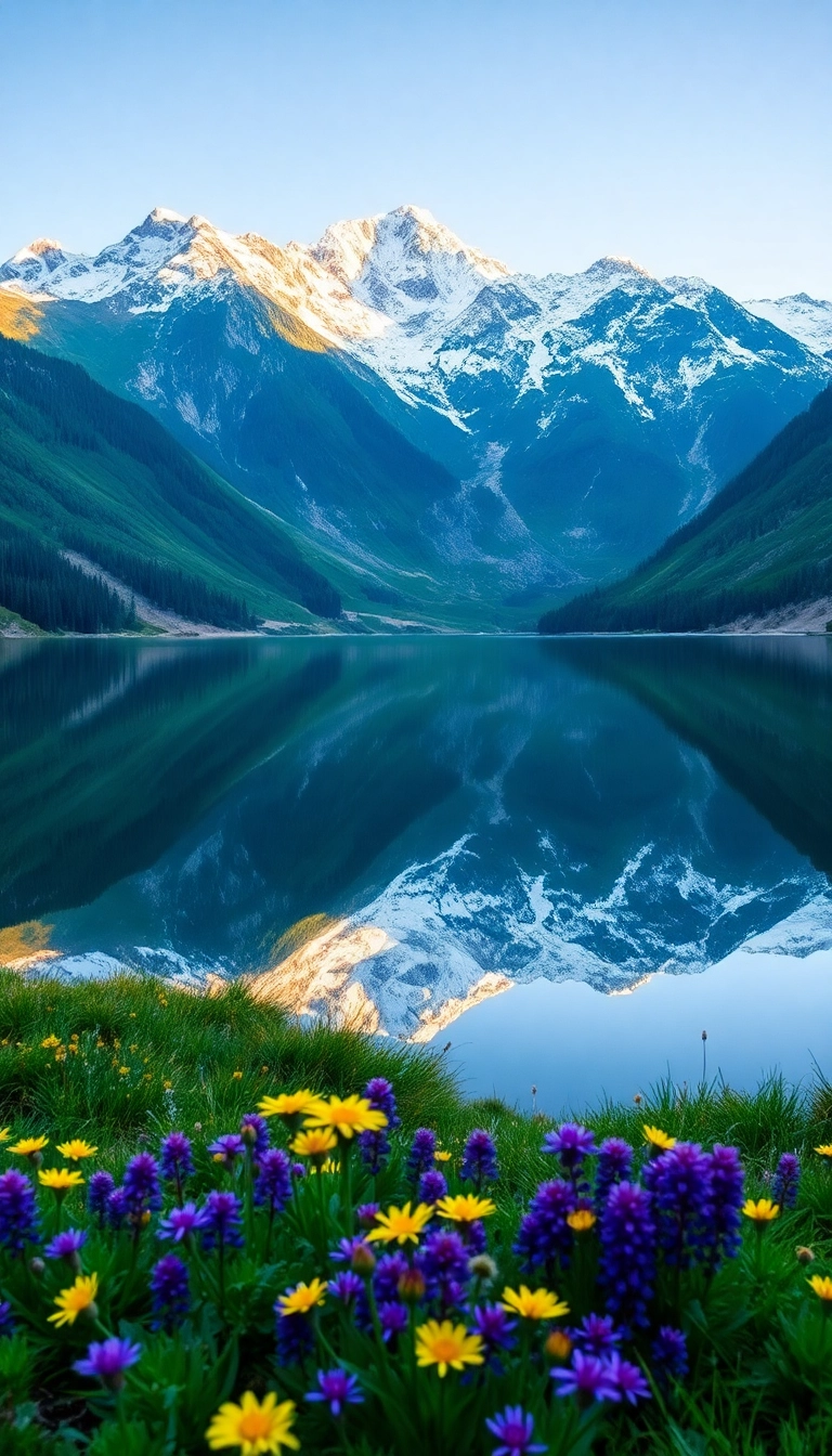 HD iPhone Spring Mountain Reflection Sophisticated Wallpaper